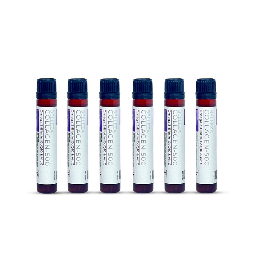 BELLEZA COLLAGEN 500 WITH OMEGA 3, BIOTIN, COQ10 & VITAMIN C PACK OF 6 - 30ML