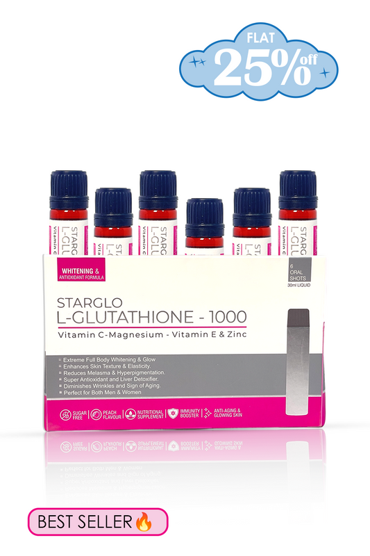 STARGLO SHOTS GLUTATHIONE 1000Mg - PACK OF 6 SHOTS - 30ML