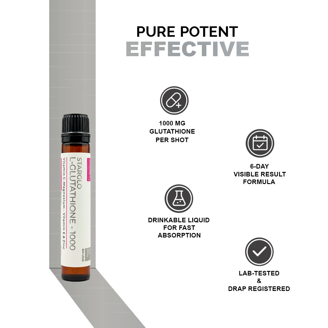 STARGLO SHOTS GLUTATHIONE 1000Mg - PACK OF 6 SHOTS - 30ML
