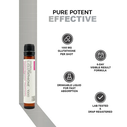 STARGLO SHOTS GLUTATHIONE 1000Mg - PACK OF 6 SHOTS - 30ML