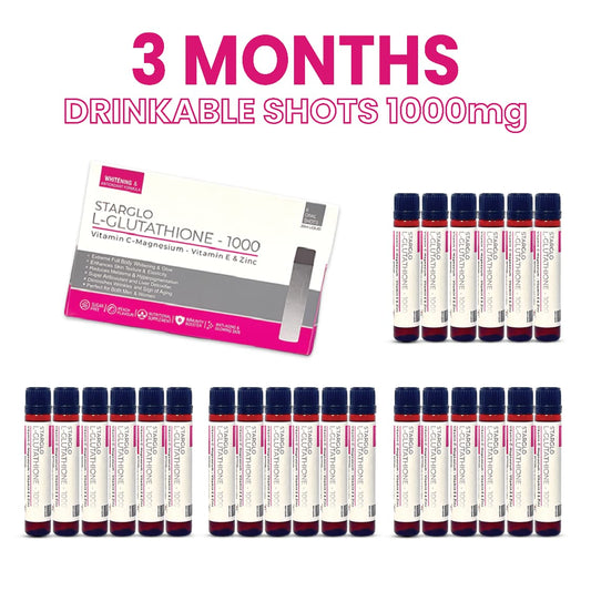 12 PACKS STARGLO GLUTATHIONE ORAL SHOTS 1000MG - 3 MONTHS DOSE