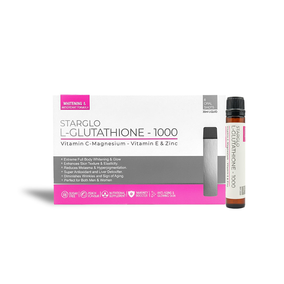STARGLO SHOTS GLUTATHIONE 1000Mg - PACK OF 6 SHOTS - 30ML
